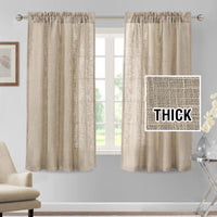 Linen Blended Curtains Light Filtering Burlap Textured Rod Pocket 2 Panel Sets product feature or detail image