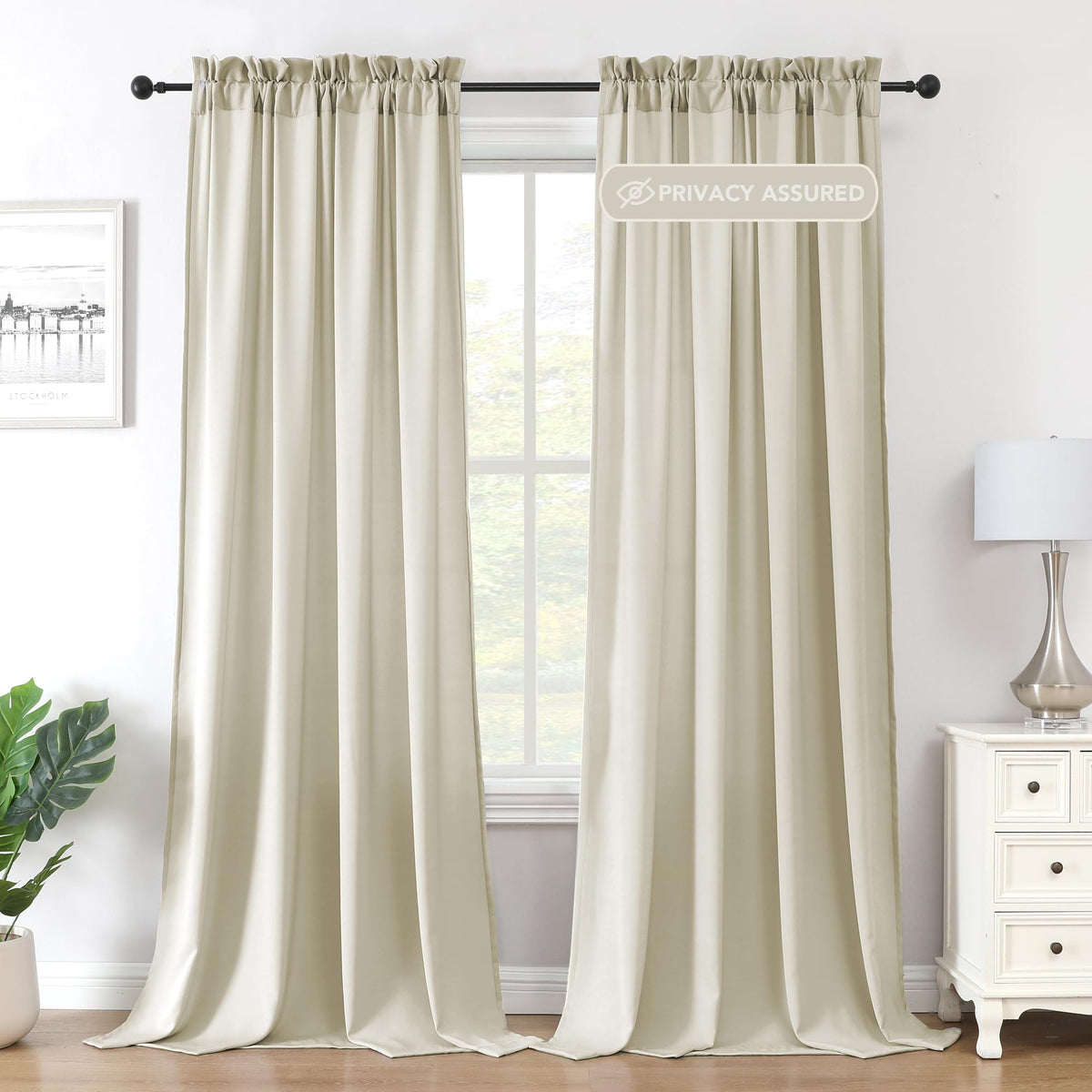 H.VERSAILTEX Sheer Curtains Long Non-See-Through Farmhouse  Privacy Curtains for Living Room Light Filtering Semi Sheer 2 Panels Rod Pocket