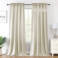 H.VERSAILTEX Sheer Curtains Long Non-See-Through Farmhouse  Privacy Curtains for Living Room Light Filtering Semi Sheer 2 Panels Rod Pocket