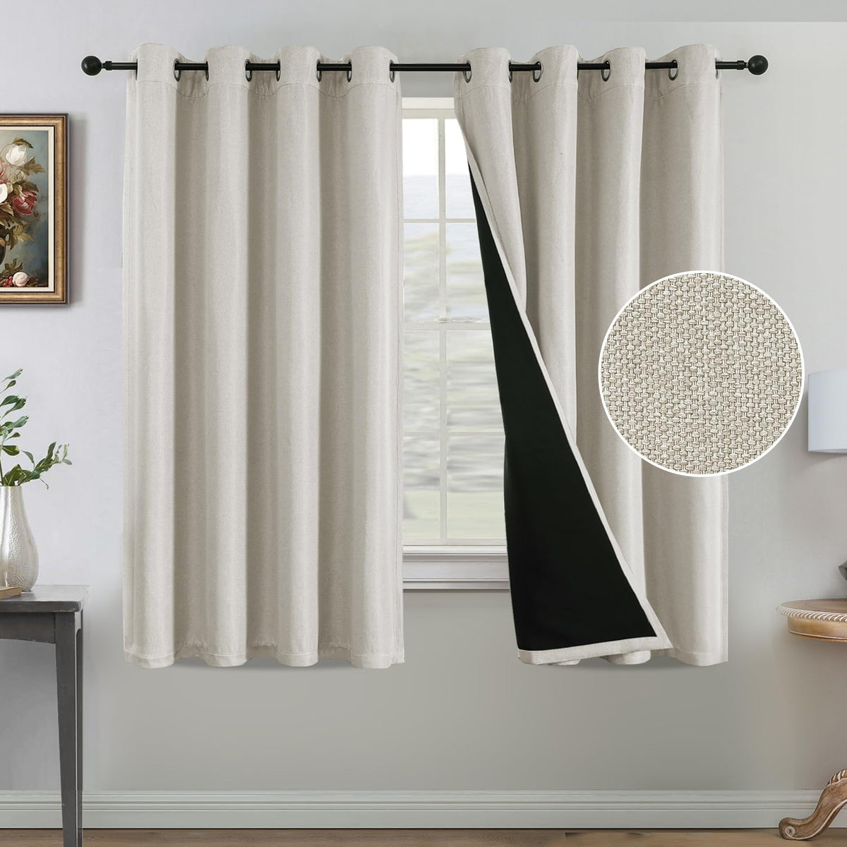 H.VERSAILTEX Farmhouse Boho Curtains for Living Room 90% Blackout Energy Efficient Grommet 2 Panels