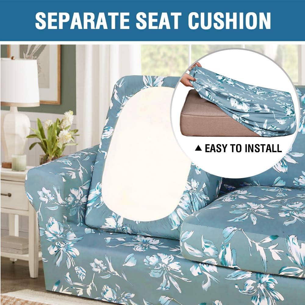 H.VERSAILTEX Super Stretch Sofa Covers 3 Piece Set Soft Thick Individual Cushion Covers Pet Friendly
