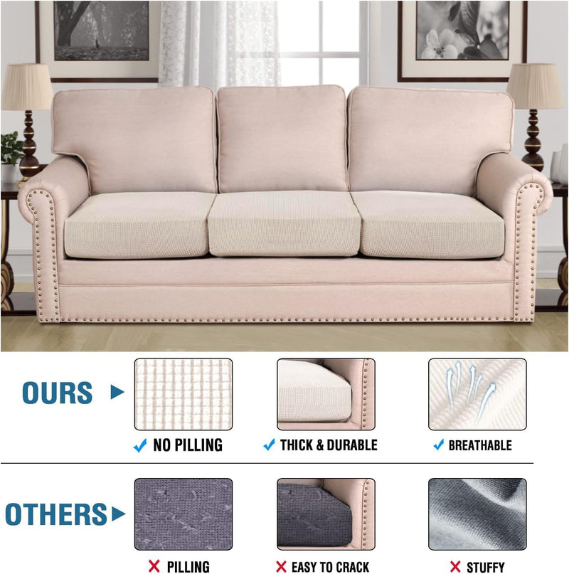 H.VERSAILTEX Super Stretch Individual Seat Cushion Covers Sofa Covers Couch Cushion Covers Slipcover Sets Thick Jacquard Textured Twill Fabric