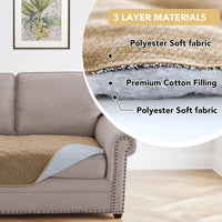 H.VERSAILTEX Chenille Couch Cover Fuzzy Sofa Cover Anti Slip Washable with Strap for Pets