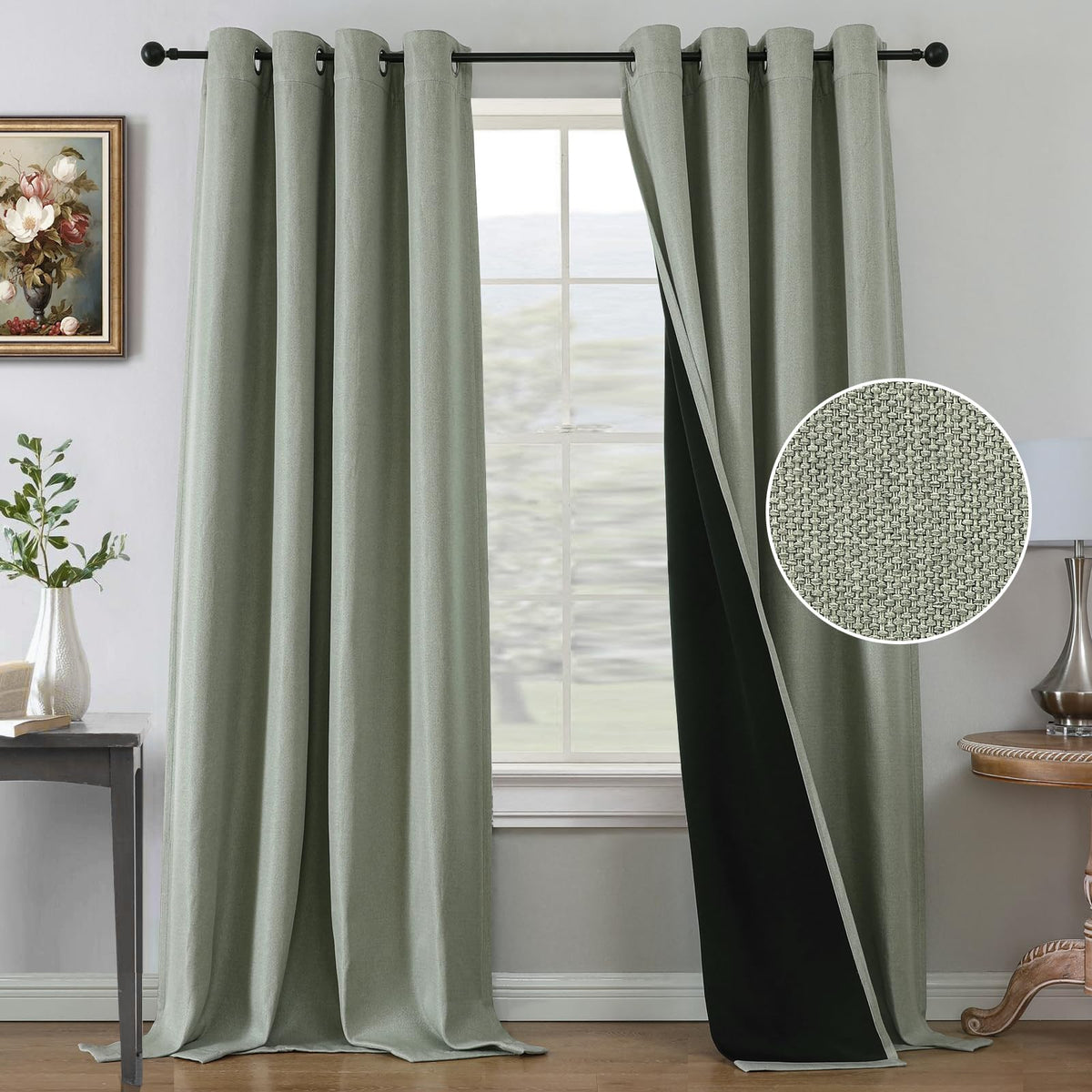 H.VERSAILTEX Farmhouse Boho Curtains for Living Room 90% Blackout Energy Efficient Grommet 2 Panels