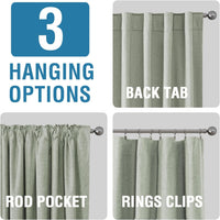 100% Blackout Curtains for Bedroom Faux Linen Texture Thermal Back Tab/Rod Pocket/Hook Belt Draperies 2 Panels
