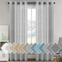 2pcs H.VERSAILTEX Natural Linen Sheer Curtains Flax Linen Blended Curtain Panels Living Room Sheer Curtains, Nickel Grommet Semitransparent Semi-Sheer Soft Privacy Drapes