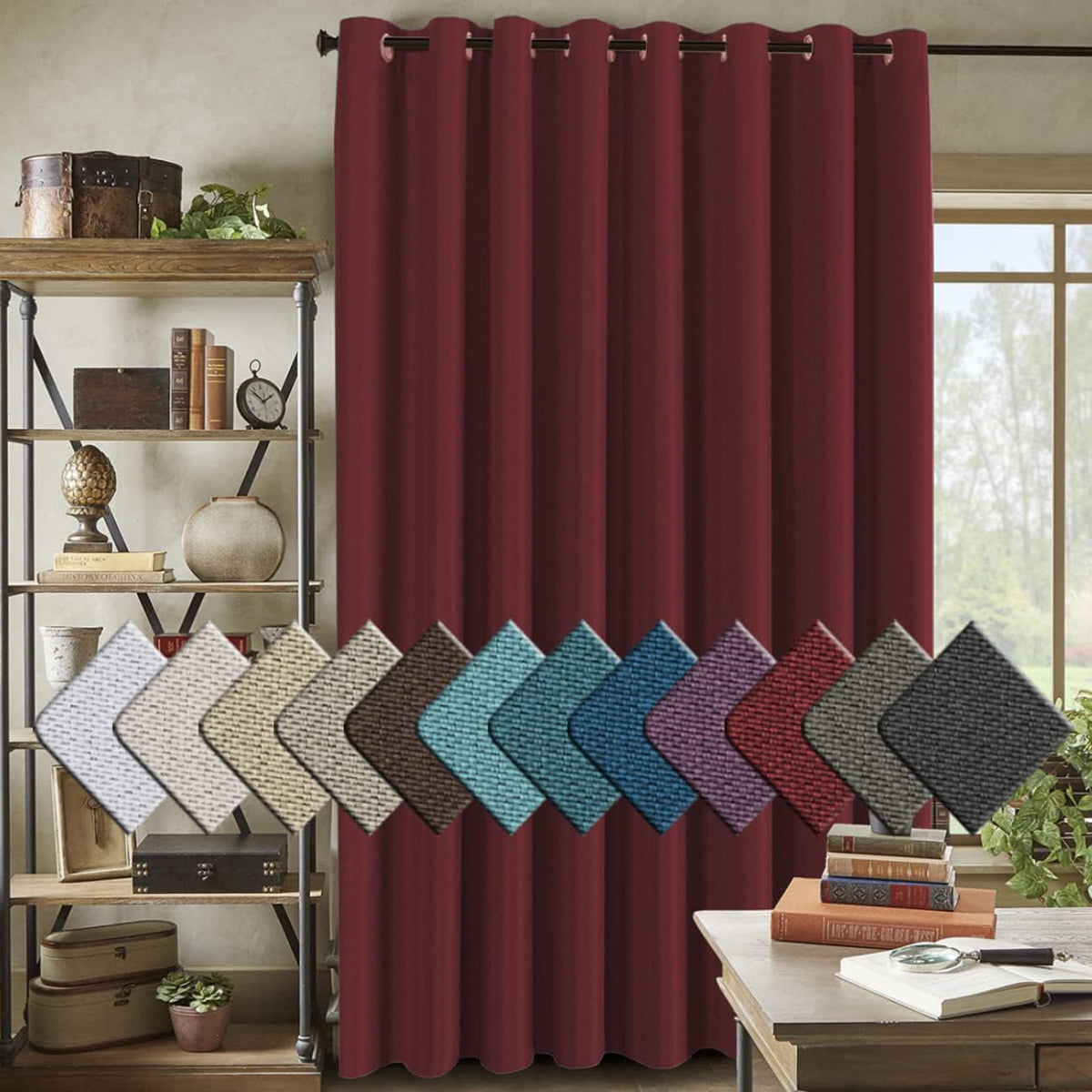 H.VERSAILTEX Linen Blackout Curtain for Bedroom/Living Room Thermal Insulated Grommet Linen Look Curtain Drapes Primitive Textured Burlap Effect Window Drapes