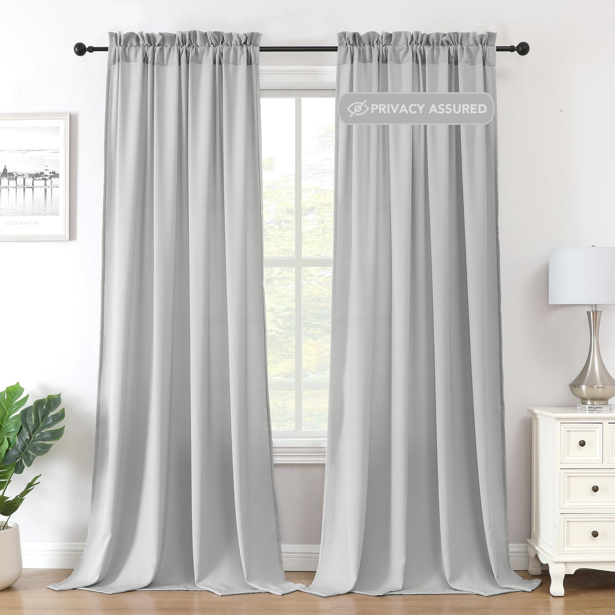 H.VERSAILTEX Sheer Curtains Long Non-See-Through Farmhouse  Privacy Curtains for Living Room Light Filtering Semi Sheer 2 Panels Rod Pocket