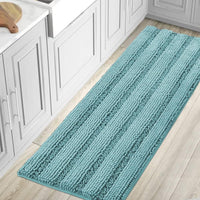 1pc H.VERSAILTEX Bath Rugs for Bathroom Non Slip Bath Mats Extra Thick Chenille Striped Rug 20" x 32" Absorbent Non Skid Fluffy Soft Shaggy Washable Dry Fast Plush Mat for Indoor, Bath Room, Tub