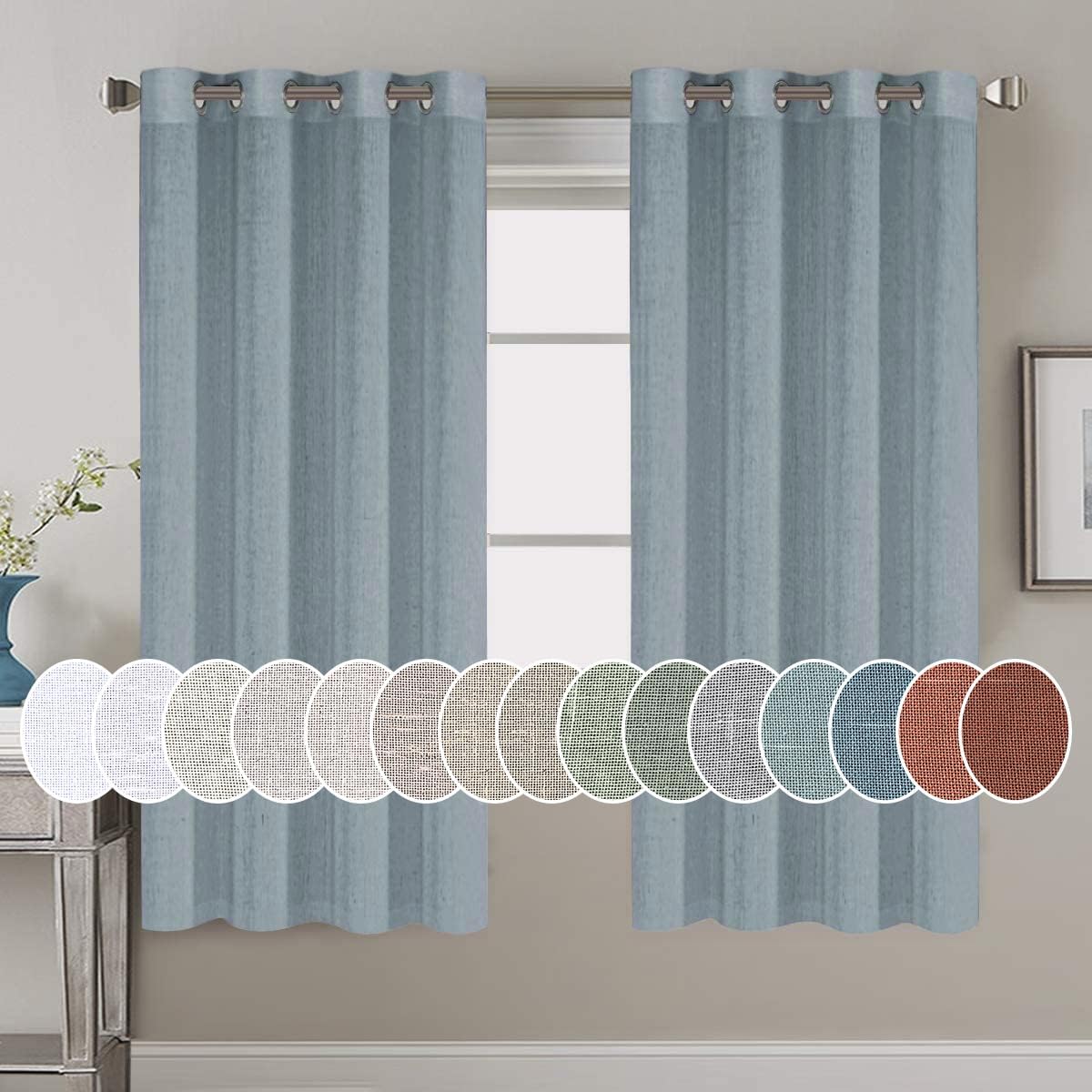 H.VERSAILTEX Elegant Natural Linen Blended Energy Efficient Light Filtering Linen Textured Curtains/Nickel Grommet Window Treatments Panels/Drapes