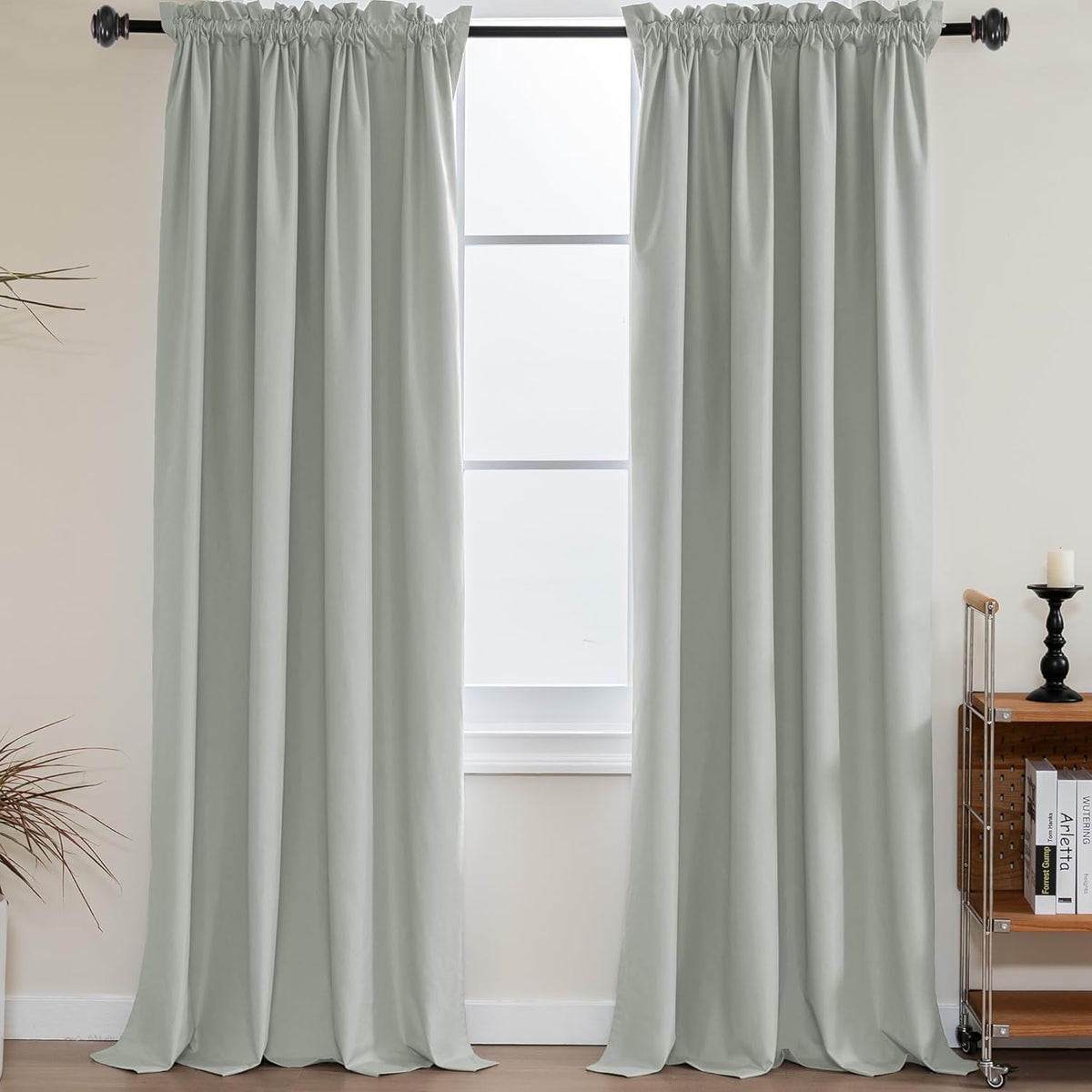 H.VERSAILTEX 100% Blackout Curtains for Kitchen Thermal Insulated Full Blackout Curtains with White Liners Energy Efficiency Window Rod Pocket Draperies