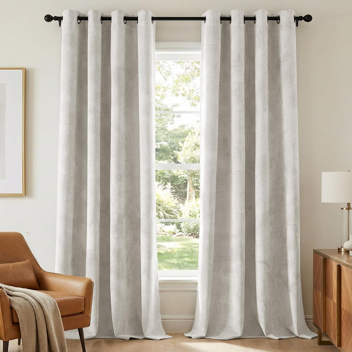 H.VERSAILTEX Velvet 100% Blackout Curtains for Living Room Full Light Blocking Curtains Thermal Insulated Room Window Drapes Soft Luxury Curtains Grommet Top 2 Panels (55" W x 96" L, Stone Blue)