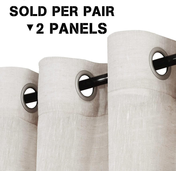 h.versailtx Natural Linen Semi Sheer Curtains Grommet Soft Privacy Drapes product image
