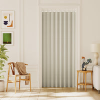 100% Blackout Linen Door Curtain Accordion Folding Privacy Room Divider with Hooks product feature or detail image