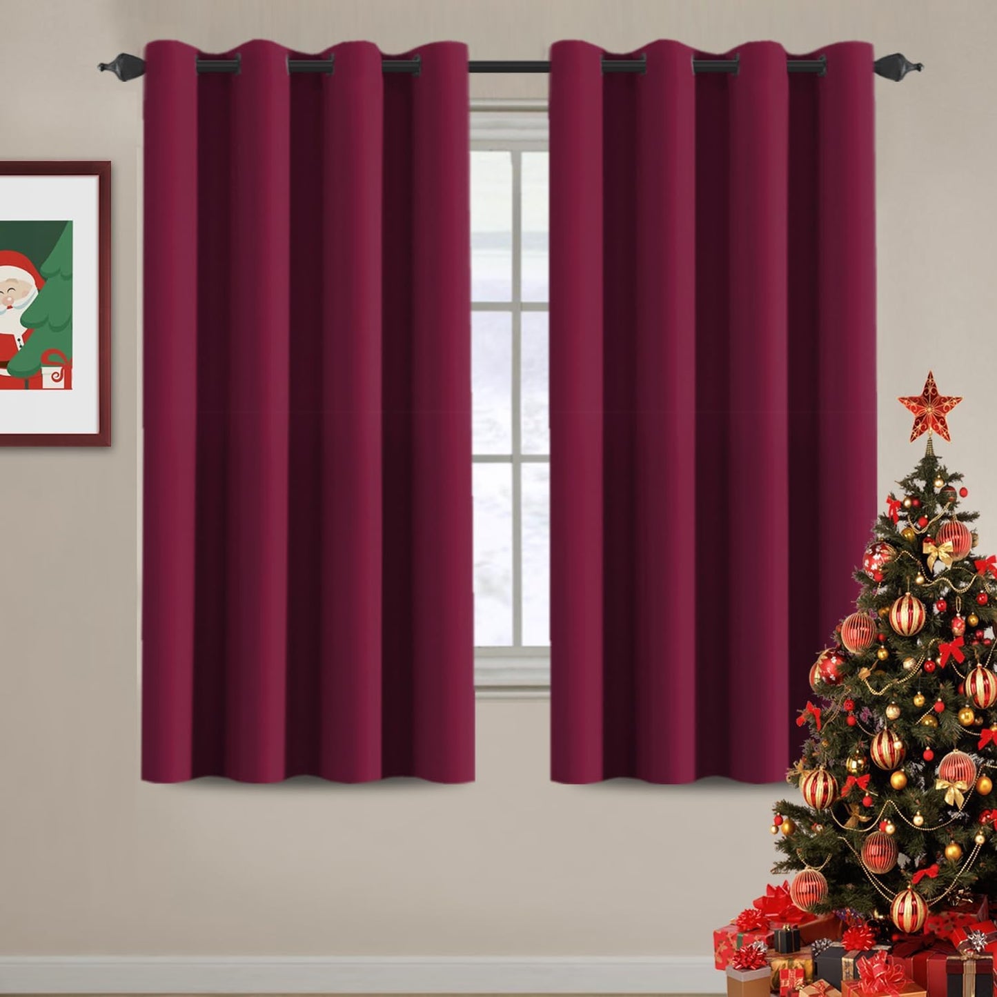 2pcs H.VERSAILTEX Blackout Curtains for Bedroom 84 Inches Length Thermal Insulated Window Curtains for Living Room, Christmas Deals Curtain Panels, Antique Grommet