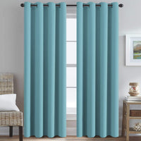 H.VERSAILTEX Stone Blue Blackout Curtains for Bedroom/Living Room 2 Panels Set - Thermal Insulated Room Darkening Grommet Top Blue Curtains