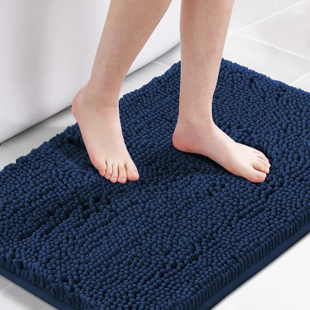 H.VERSAILTEX Bath Rug, Bath Mat Non Slip Bath Mats for Bathroom Floor, Bathroom Rug Extra Thick Chenille Rug Absorbent Soft Shaggy Washable Dry Fast Plush Rugs for Bathtubs