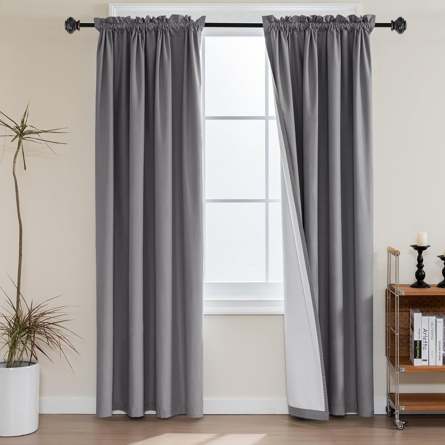 100% Blackout White Liners Window Rod Pocket Curtains
