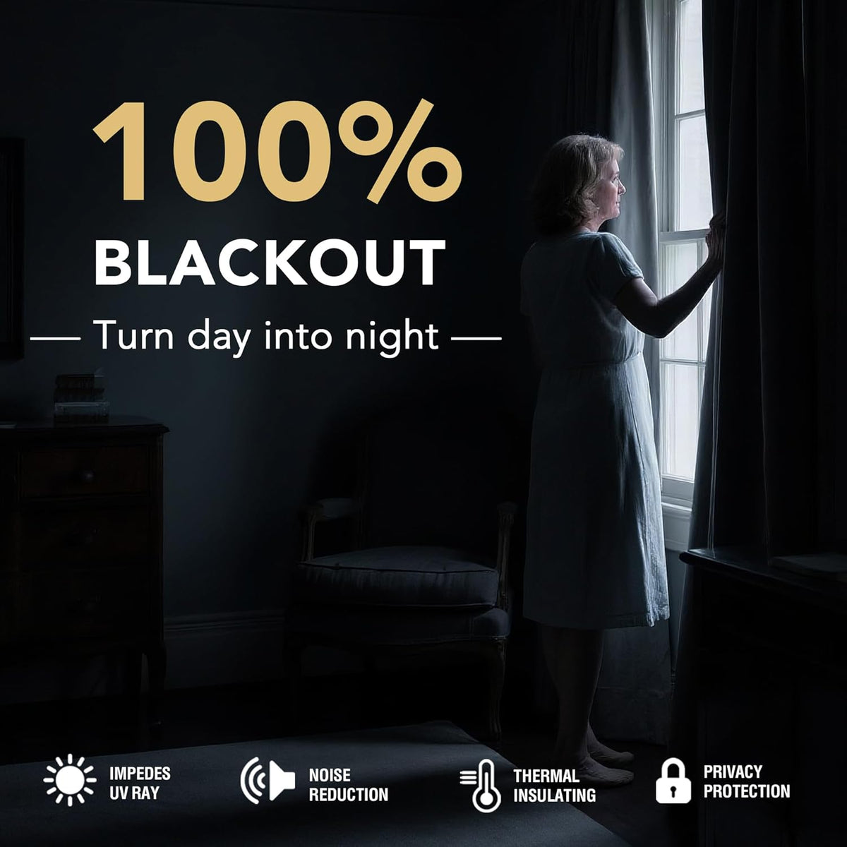 H.VERSAILTEX 100% Blackout Curtains – Back Tab Thermal Insulated Window Drapes, Set of 2