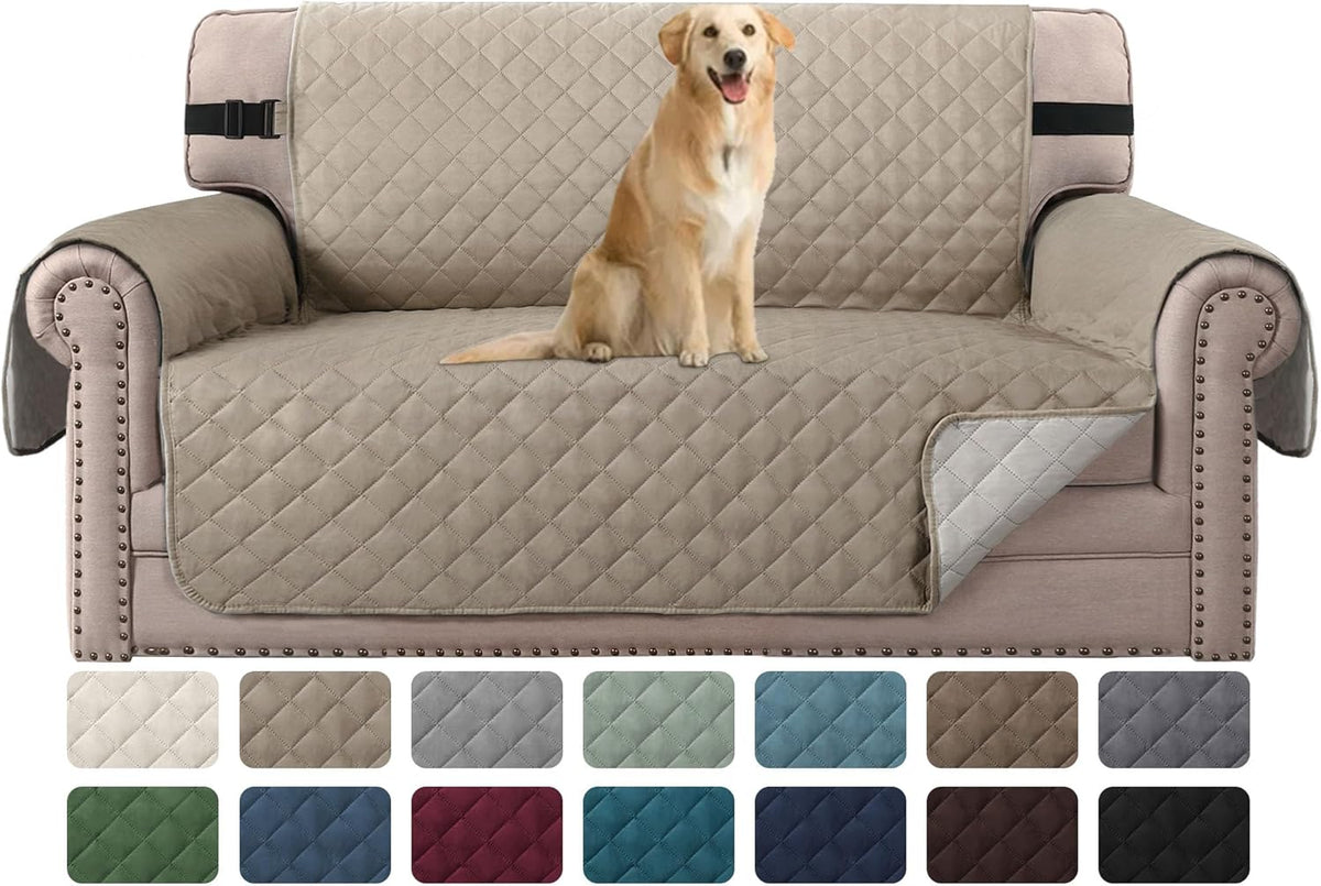 H.VERSAILTEX Sofa Protector for Dogs/Cats/Pets Sofa Slipcover Quilted Furniture Protector with Non Slip Elastic Strap Water Resistant Sofa Covers Couch Covers Seat Width: