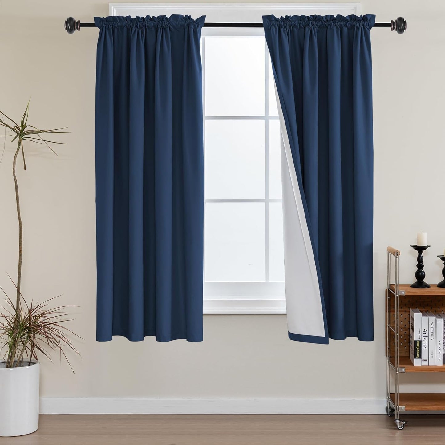 100% Blackout White Liners Window Rod Pocket Curtains