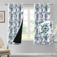 H.VERSAILTEX 100% Blackout Curtains for Living Room Camellia Floral 84 Inches Long Light Blocking Window Treatment with Black Liner Grommet Thermal Drapes, 2 Panels, Grey