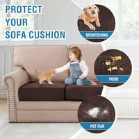 H.VERSAILTEX Velvet Couch Cushion Cover Soft Sturdy Sofa Covers Loveseat Cushion Covers for 2 Cushion Couch Individual Seat Cushion Covers Cushion Protector Slipcovers for Pets