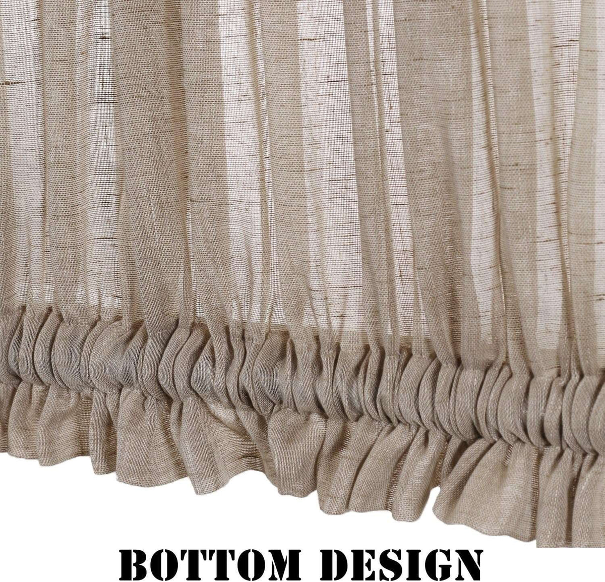 Turquoize Linen French Door Curtains Privacy Light Reducing Glass Door Curtain with Tieback | Rod Pocket 2 Panel(52" x 40",Taupe)