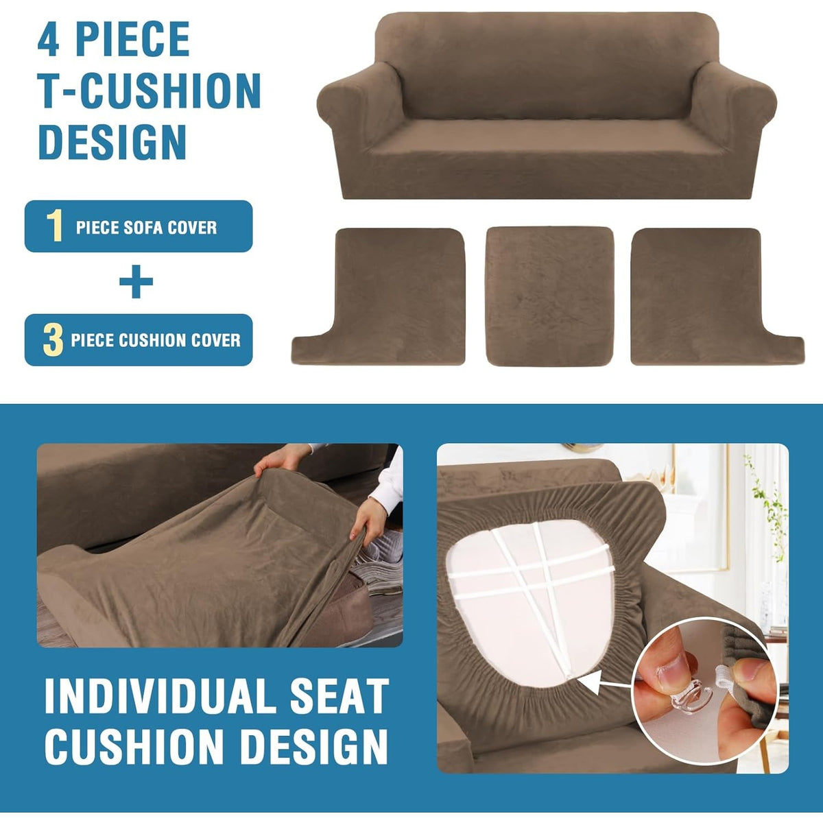 Sofa Slipcovers Thick Velvet Couch Cover Stretch T Cushion Sofa Covers Individual T Cushion Covers,