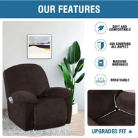 Velvet Plush Slip Covers for Recliners with Arms 1-Piece Stretch Recliner
