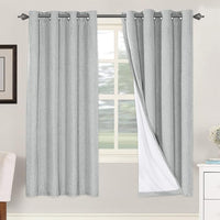 2 pcs  H.VERSAILTEX 100% Blackout Linen Curtains Full Light Blocking Curtains for Bedroom, Textured Window Curtains for Living Room, Energy Efficient Curtains White Liner