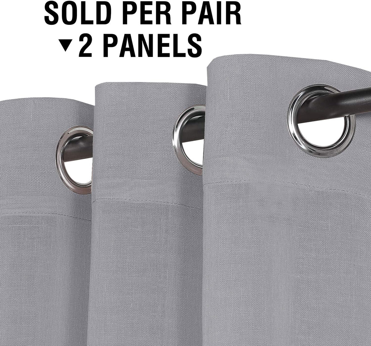 h.versailtx Linen Sheer Curtains Semi Sheer Light Filtering Silver Grommet 2 Panels product image