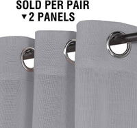 h.versailtx Linen Sheer Curtains Semi Sheer Light Filtering Silver Grommet 2 Panels product image