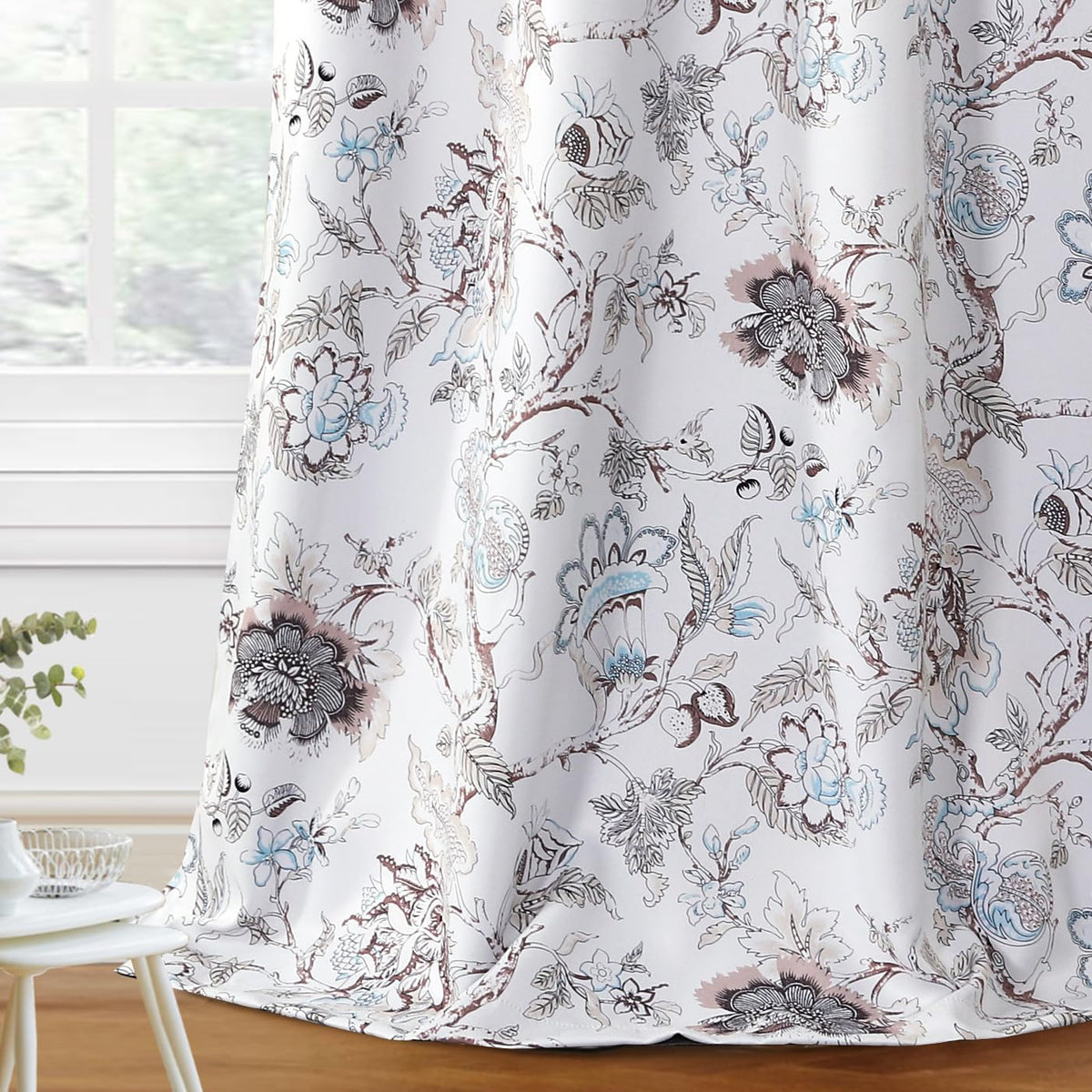 H.VERSAILTEX Blackout Curtains 84 Inch Length 2 Panels Set Floral Print Curtain Drapes for Living Room Thermal Insulated Grommet Window Curtains for Bedroom - Traditional Floral in Sage and Brown