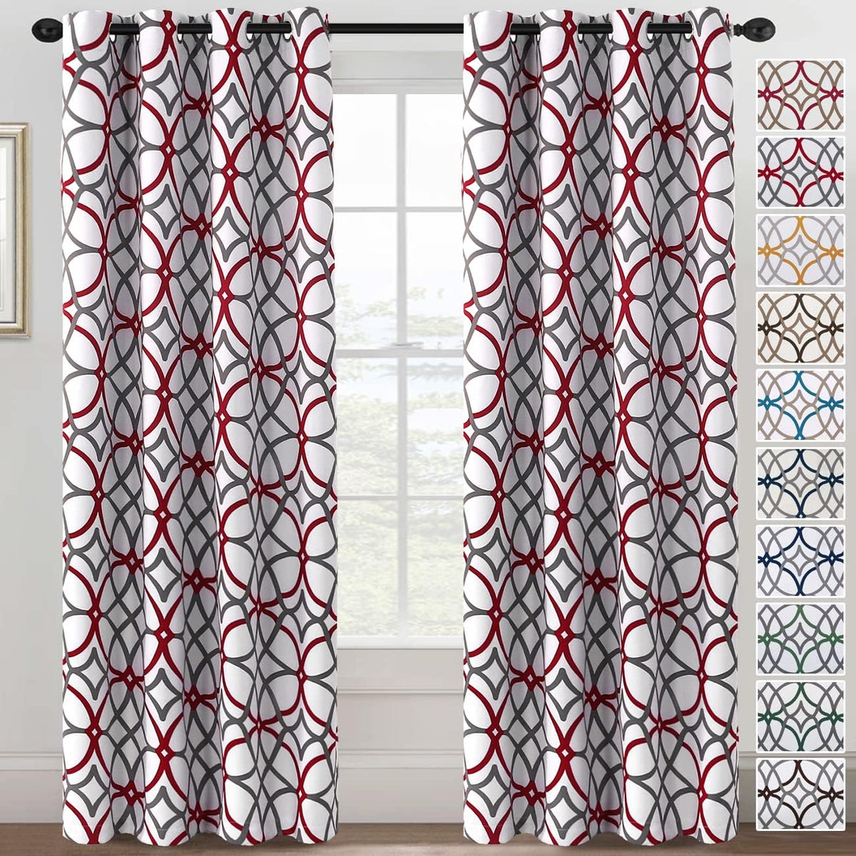 H.VERSAILTEX Blackout Curtains for Bedroom Printed Design 96 Inch Thermal Insulated 2 Panels