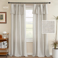 H.VERSAILTEX Linen Curtains with Attached Valance Living Room Boho Window Drapes 2 Panels Set Rod Pocket/Ring Top