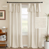 H.VERSAILTEX Linen Curtains with Attached Valance Living Room Boho Window Drapes 2 Panels Set Rod Pocket/Ring Top