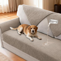 H.VERSAILTEX Waterproof Couch Cover Plush Sofa Cover with Strap Soft Anti Slip Sofa Slipcovers for 2 Cushion Couch Loveseat Couch Protector Cover for Dogs Cats Kids,36x48'',Khaki