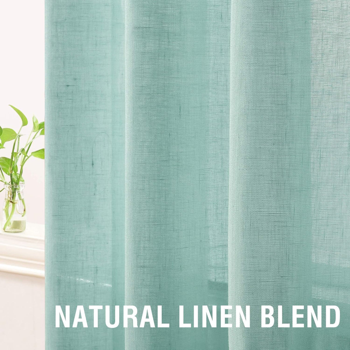 H.VERSAILTEX Linen Sheer Curtains Semi Sheer Light Filtering Window Drapes 2 Panels