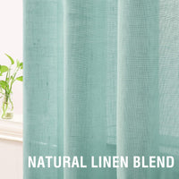 H.VERSAILTEX Linen Sheer Curtains Semi Sheer Light Filtering Window Drapes 2 Panels