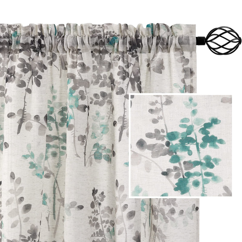 h.versailtx white classical floral sheer linen curtain panels