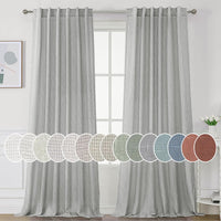 H.VERSAILTEX Natural Linen Curtains 45 inches Long for Living Room 2 Panels Back Tab Loop Pocket Linen Semi Sheer Curtains Light Filtering Rustic Farmhouse Boho Curtain for Bedroom