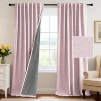 H.VERSAILTEX 100% Blackout Curtains Back Tab Full Light Blocking Curtain Draperies with Gray Coating Thermal Insulated Window Treatment Set of 2 Panels, 52" W x 84" L, Natural