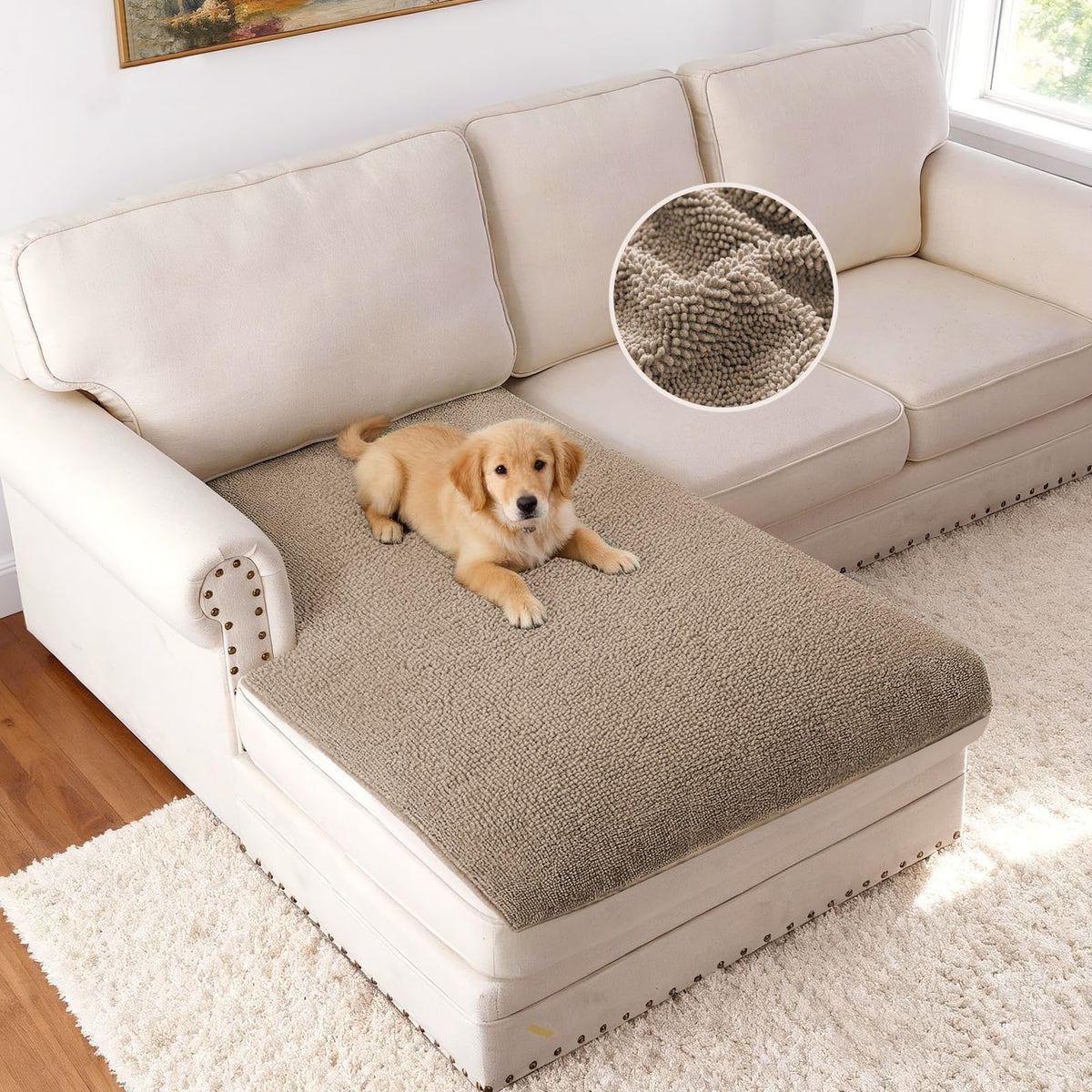 H.VERSAILTEX Non Slip Chenille Pet Couch Cover Thick Soft Washable Sofa Protector