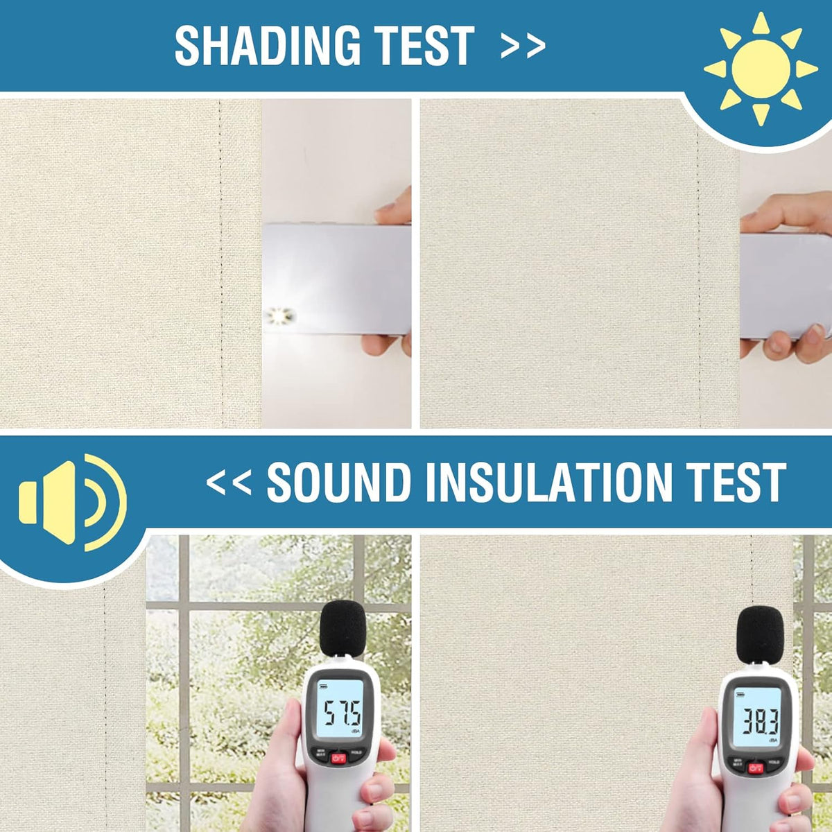 H.VERSAILTEX 100% Blackout Linen Curtains, Thermal Curtains for Living Room & Bedroom, Textured Burlap Curtains with Double Face Linen, Grommet Top, 52 x 84 Inch, 2 Panels - Heather Ivory