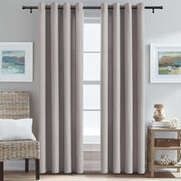 H.VERSAILTEX Grommet Natural Linen Textured Kitchen Curtains 45 inch Length, Thick Faux Linen Room Darkening Window Treatment Set for Farmhouse/Bedroom 52W x 45L,2 Panels,Heather Aqua
