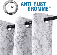 H.VERSAILTEX 100% Blackout Curtains for Living Room Camellia Floral 84 Inches Long Light Blocking Window Treatment with Black Liner Grommet Thermal Drapes, 2 Panels, Grey