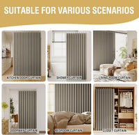 100% Blackout Linen Door Curtain Accordion Folding Privacy Room Divider with Hooks product feature or detail image