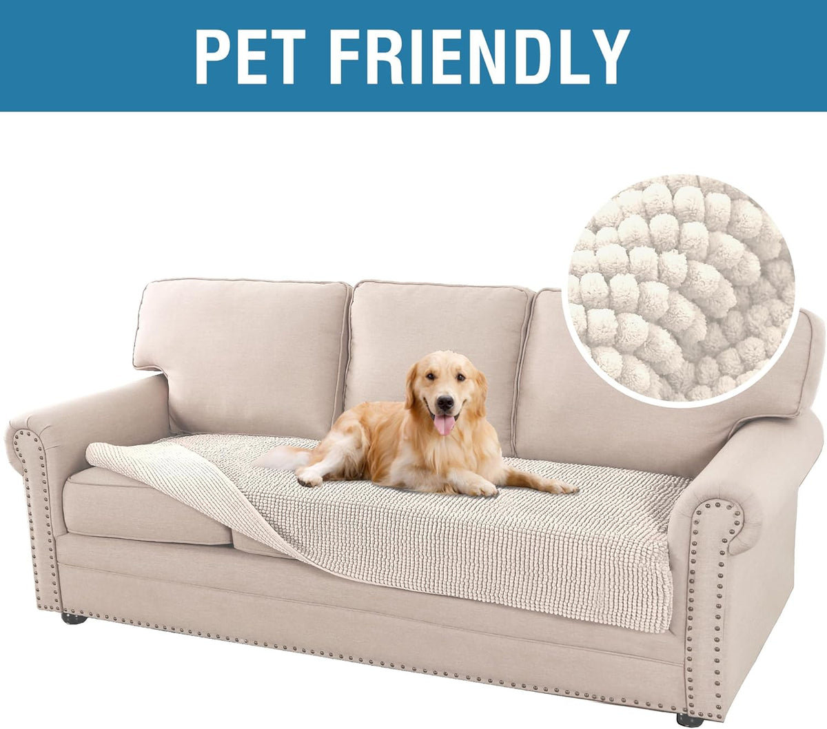 H.VERSAILTEX Thick Chenille Sofa Cover for Dogs & Pets – Soft, Anti-Slip Design