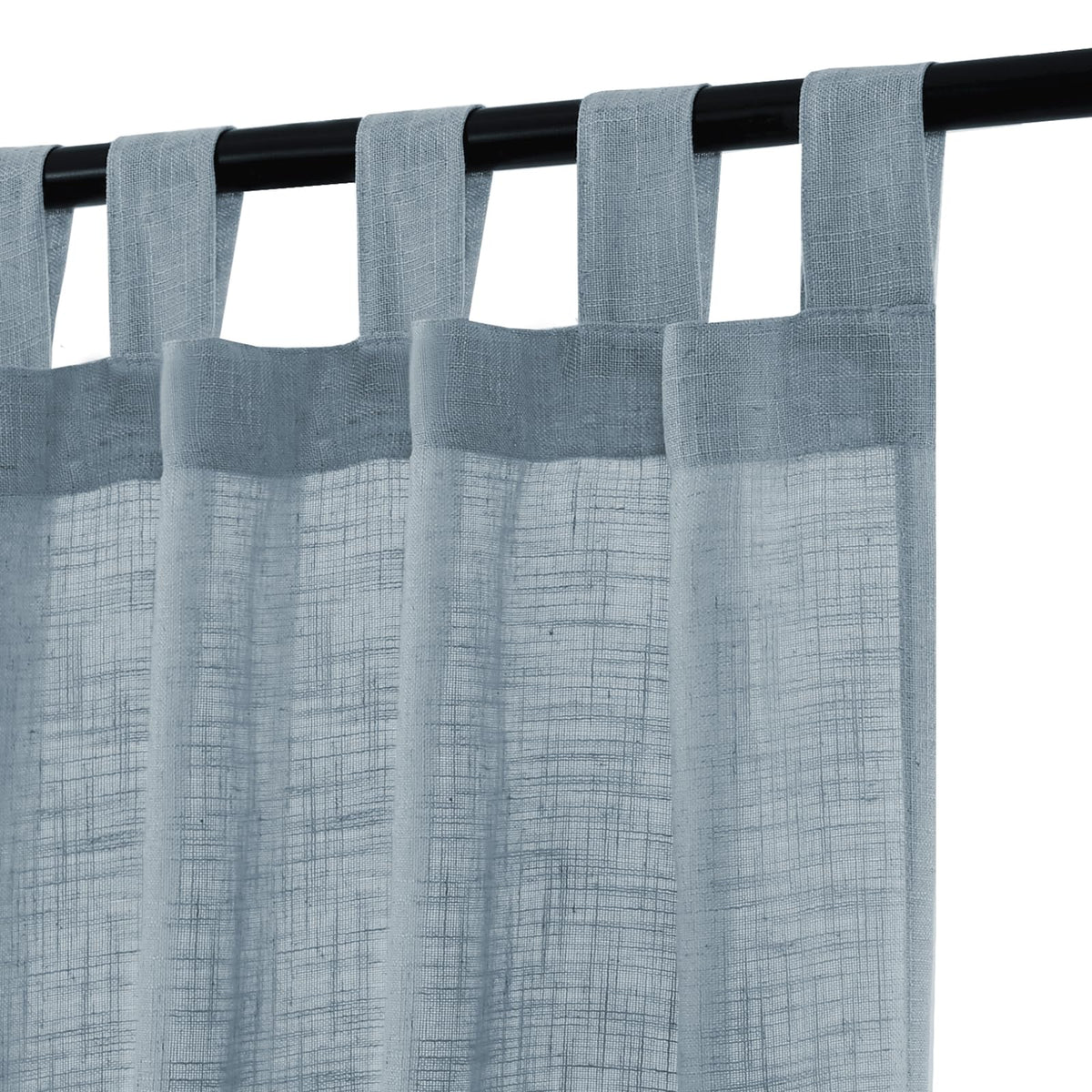 h.versailtx blue linen blend curtain with tab top header